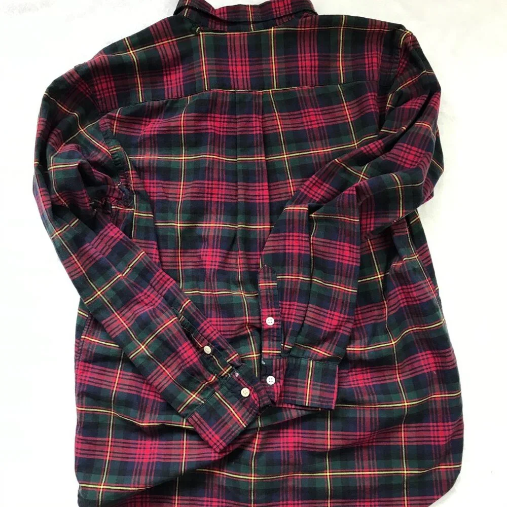 Vintage Ralph Lauren Plaid Button‎ Down Shirt Boys XL (18-20) Cotton, Christmas